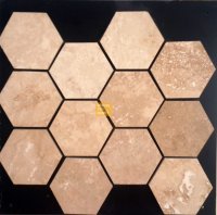 Travertijn verzoet hexagon mozaïek