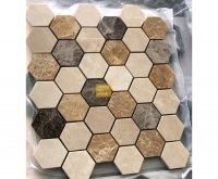 Hexagon Emperador beige gemengd mozaïek
